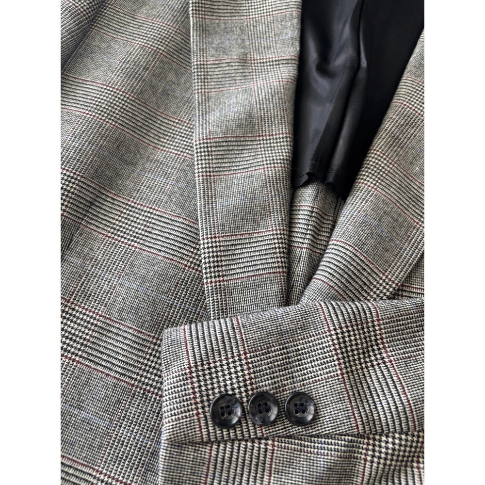 Cromwell Juster's Custom‎ Suit Sz 44-46 Windowpane Wool Two Button Blazer Jacket - Picture 13 of 16